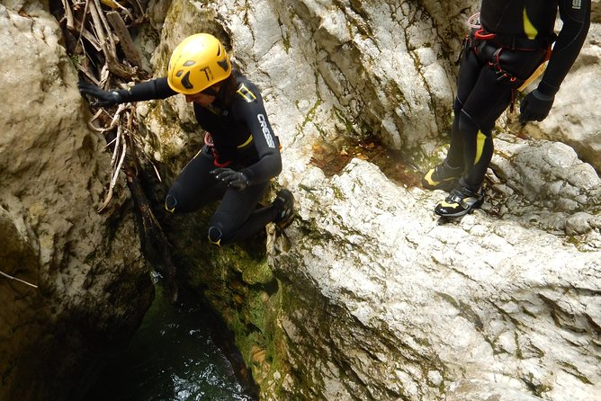 Canyoning in Nevidio Canyon - Getting fitted with canyoning equipment