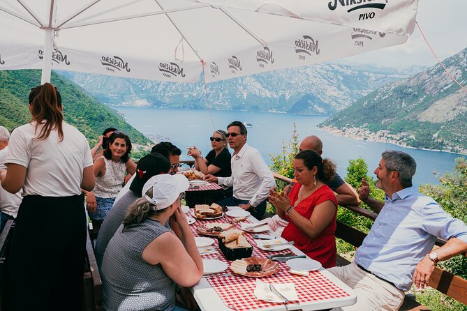 Kotor Jeep Tour: Hidden Stone Village & Food Tasting - Local food beneath the chestnut trees
