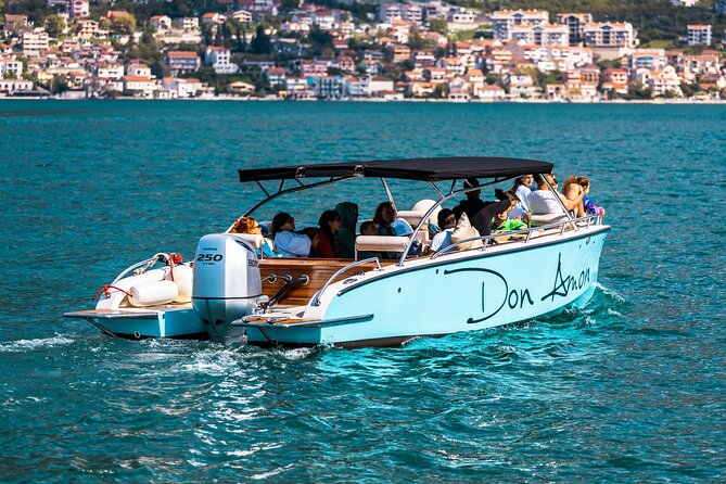 The Grand Boka Tour:Blue Cave, Lady of the Rocks & Submarine Base - Perast from the water